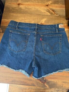 Levi's Women's Blue Denim Frayed Hem Cutoff Shorts, Size 14